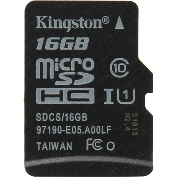 Карта памяти KINGSTON 16GB SDCS/16GB 569801 Карта памяти KINGSTON 16GB SDCS/16GB 569801