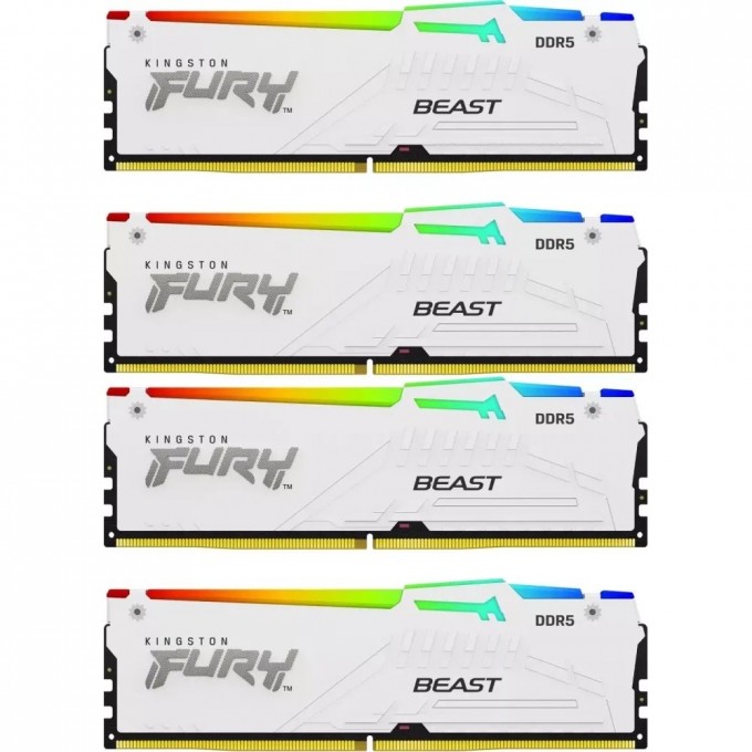 Оперативная память 128Gb DDR5 5200MHz KINGSTON FURY BEAST WHITE RGB () (4x32Gb KIT) KF552C40BWAK4-128 Оперативная память 128Gb DDR5 5200MHz KINGSTON FURY BEAST WHITE RGB () (4x32Gb KIT) KF552C40BWAK4-128
